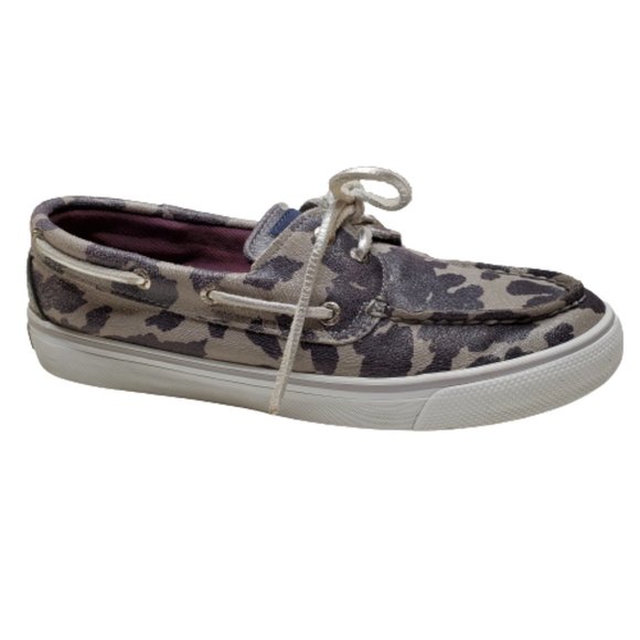 Sperry Top Sider Bahama Marble Cheetah Metallic Canvas Deck Boat Shoes Sz 6.5 - Picture 2 of 9